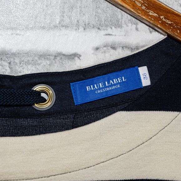 BLUE LABEL CRESTBRIDGE Japan Women's Navy Striped Sweater Size 38 - Picture 3 of 10